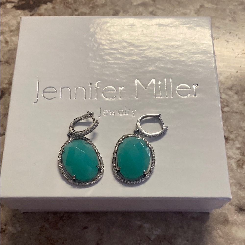 Jennifer Miller Turquoise Diamond Silver Earrings